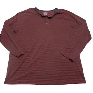 Pendleton Men's Long Sleeve Striped‎ Henley Shirt Size XXL TTG Red Black